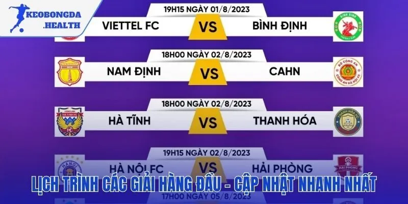 Lịch thi đấu bao quát mọi giải đấu lớn trên toàn cầu